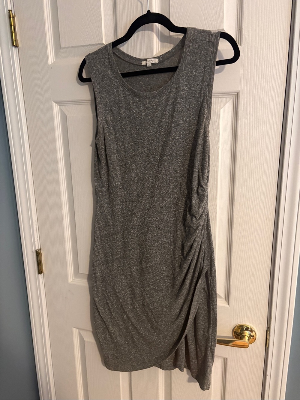 Gray Sleeveless Ruched Side Dress